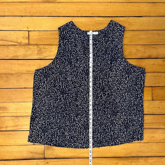 Reitman's Navy & White Self Tie Sleeveless Blouse, Size XXL - Picture 9 of 10